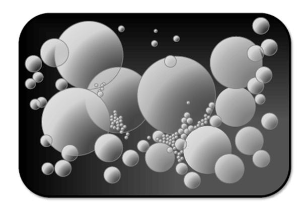 The voids between larger particles are being filled up by smaller particles, increasing the packing density and resulting in stronger char.